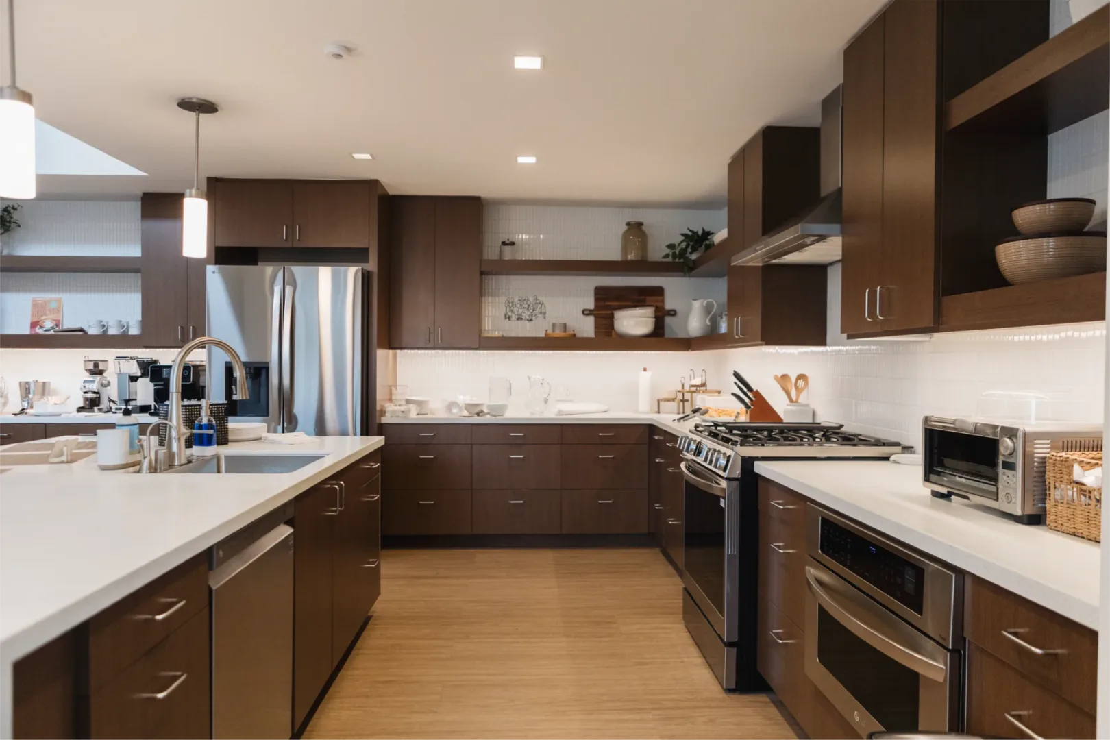 Thru the Bible headquarters interior design of kitchen space for guest and staff to enjoy full service kitchen by visioneering studios