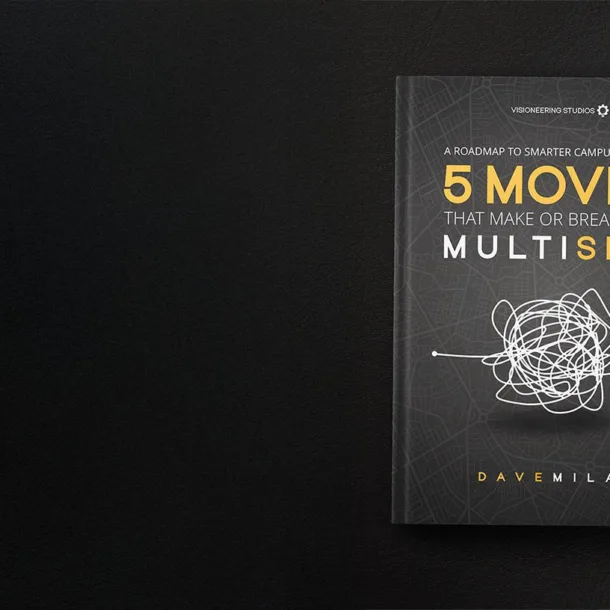 5 Smart Multisite Church Facility Strategies by Dave Milam. Image of cover photo of the ebook that has title "5 moves that make or break your multisite"