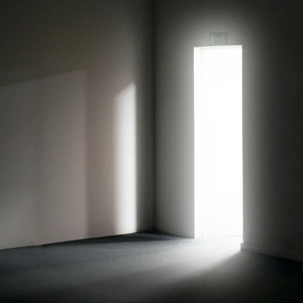 Dark room with an open doorway that is letting light through representing bringing light to common myths church leaders believe when choosing a church architect